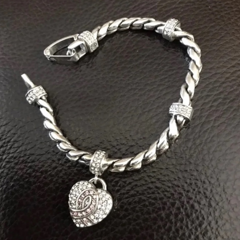 Brighton Power of Pink Heart Ribbon Breast Cancer 7.5” Bracelet #1043